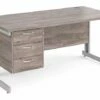 All Grey Oak Deluxe Clerical Desk 3 Drawers