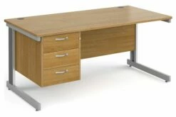 All Oak Deluxe Clerical Desk 3 Drawers