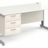 All White Deluxe Clerical Desk 3 Drawers
