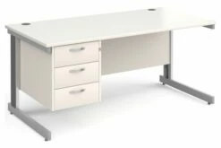 All White Deluxe Clerical Desk 3 Drawers