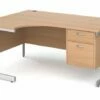 All Beech Deluxe Left Hand Ergo Desk 2 Drawers