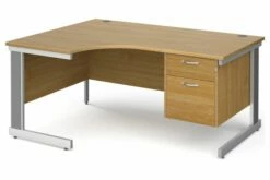 All Oak Deluxe Left Hand Ergo Desk 2 Drawers