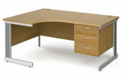 All Oak Deluxe Left Hand Ergo Desk 3 Drawers