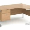 All Beech Deluxe Right Hand Ergo Desk 2 Drawers