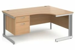 All Beech Deluxe Right Hand Ergo Desk 2 Drawers