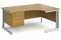 All Oak Deluxe Right Hand Ergo Desk 2 Drawers