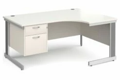 All White Deluxe Right Hand Ergo Desk 2 Drawers
