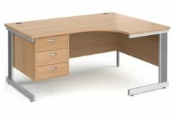 All Beech Deluxe Right Hand Ergo Desk 3 Drawers