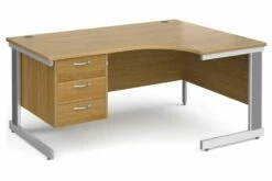 All Oak Deluxe Right Hand Ergo Desk 3 Drawers
