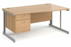 All Beech Deluxe Right Hand Wave Desk 2 Drawers