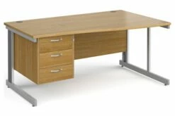 All Oak Deluxe Right Hand Wave Desk 3 Drawers