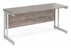 All Grey Oak Double C-Leg Narrow Rectangular Desk