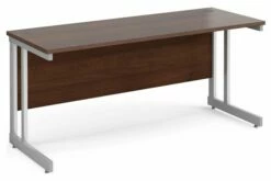 All Walnut Double C-Leg Narrow Rectangular Desk