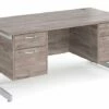 All Grey Oak Double C-Leg Executive Desk 2+2 Drawers