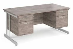 All Grey Oak Double C-Leg Executive Desk 2+2 Drawers