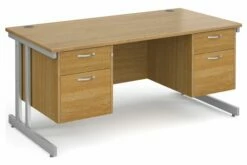 All Oak Double C-Leg Executive Desk 2+2 Drawers