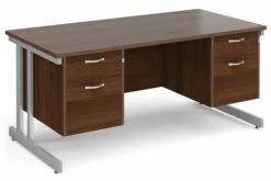 All Walnut Double C-Leg Executive Desk 2+2 Drawers