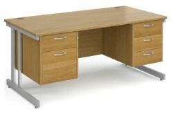 All Oak Double C-Leg Executive Desk 2+3 Drawers