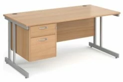 All Beech Double C-Leg Clerical Desk 2 Drawer