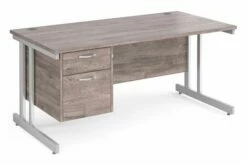All Grey Oak Double C-Leg Clerical Desk 2 Drawer