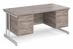 All Grey Oak Double C-Leg Executive Desk 3+3 Drawers