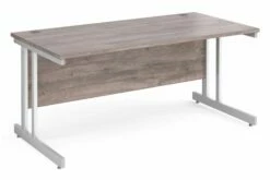 All Grey Oak Double C-Leg Rectangular Desk