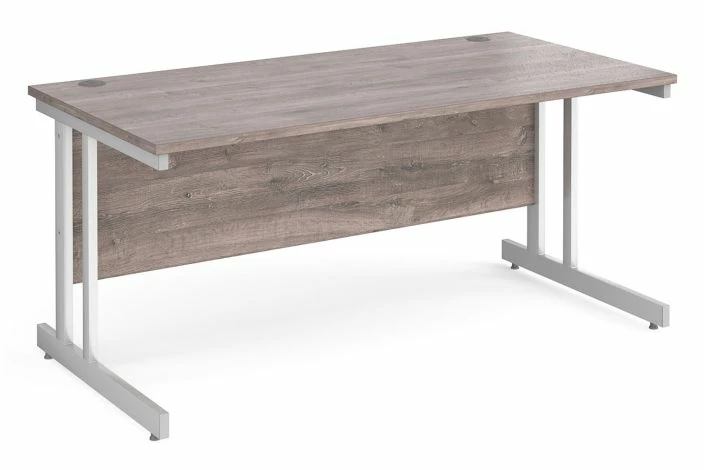 All Grey Oak Double C-Leg Rectangular Desk