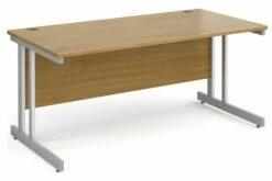 All Oak Double C-Leg Rectangular Desk