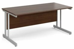 All Walnut Double C-Leg Rectangular Desk