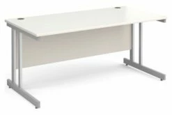 All White Double C-Leg Rectangular Desk