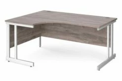 All Grey Oak Double C-Leg Ergonomic Left Hand Desk
