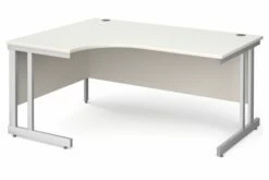 All White Double C-Leg Ergonomic Left Hand Desk