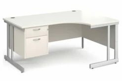 All White Double C-Leg Right Hand Ergo Desk 2 Drawers