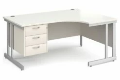 All White Double C-Leg Right Hand Ergo Desk 3 Drawers