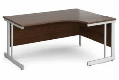 All Walnut Double C-Leg Ergonomic Right Hand Desk
