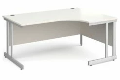 All White Double C-Leg Ergonomic Right Hand Desk
