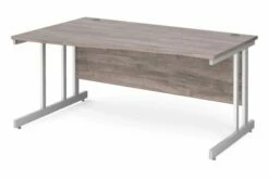 All Grey Oak Double C-Leg Wave Left Hand Desk