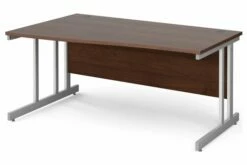 All Walnut Double C-Leg Wave Left Hand Desk