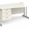 All White Double C-Leg Right Hand Wave Desk 3 Drawers