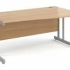 All Beech Double C-Leg Wave Right Hand Desk