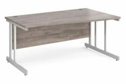 All Grey Oak Double C-Leg Wave Right Hand Desk
