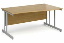 All Oak Double C-Leg Wave Right Hand Desk