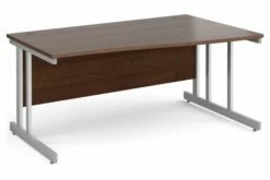 All Walnut Double C-Leg Wave Right Hand Desk