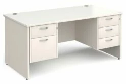 All White Panel End Executive Desk 2+3 Drawers