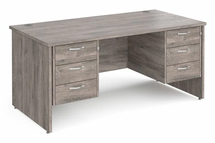 All Grey Oak Panel End Executive Desk 3+3 Drawers