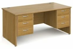 All Oak Panel End Executive Desk 3+3 Drawers