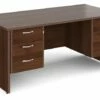All Walnut Panel End Executive Desk 3+3 Drawers