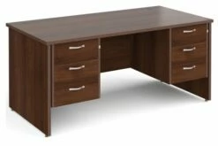 All Walnut Panel End Executive Desk 3+3 Drawers
