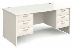 All White Panel End Executive Desk 3+3 Drawers