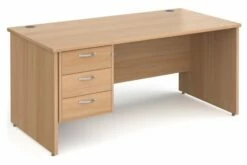 All Beech Panel End Clerical Desk 3 Drawers
